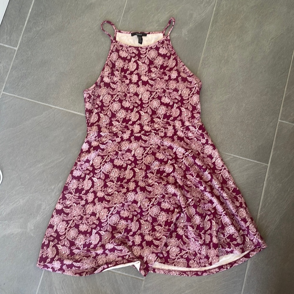 Forever 21 dress floral maroon XL
